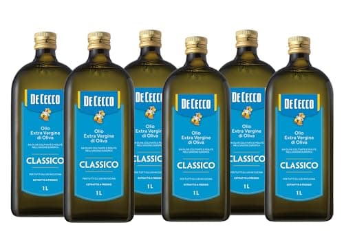 Olio Extravergine di Oliva Classico De Cecco | 6 Bottiglie da 1 L (0,916 L cad.) | Totale 5 Litri | Formato Scorta Convenienza