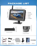 Hikity Sistema di Telecamera di Retromarcia Wireless 4,3 Pollici Universale per Auto Mini, Furgone, SUV, Pickup, Rimorchi, Set con Telecamera Impermeabile IP68 - 8