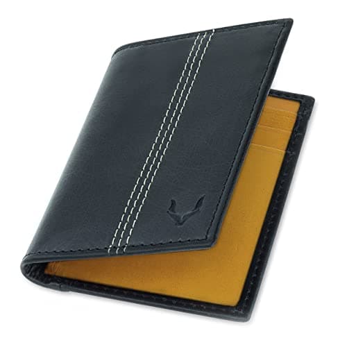 PELLE TORO Minifold Men's Leather Wallet with RFID Blocking Slim Contactless Handmade Minimalist Wallet in Gift Box for Men, Charcoal Grey/Caramel, Taille Unique