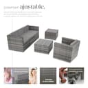 TecTake® Conjunto Jardín Combinable en Ratán y Acero 6 plazas, Conjunto Terraza Resistente a la Intemperie, Muebles Jardín Exterior 4 Sillones, 1 Mesa con Cristal, 1 Taburete, Fundas Extraíbles - Gris - 3