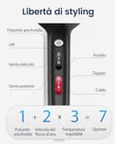 HappyGoo Phon Capelli Asciugacapelli professionale ionico, fono capelli con 1 diffusore, 2 ugelli per lo styling, 3 riscaldatori e 2 livelli di velocità (Starry Black) - 5