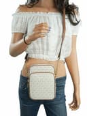 Michael Kors Jet Set Travel Signature PVC Medium Logo Chain Crossbody Flight Bag (Vanilla) - 6