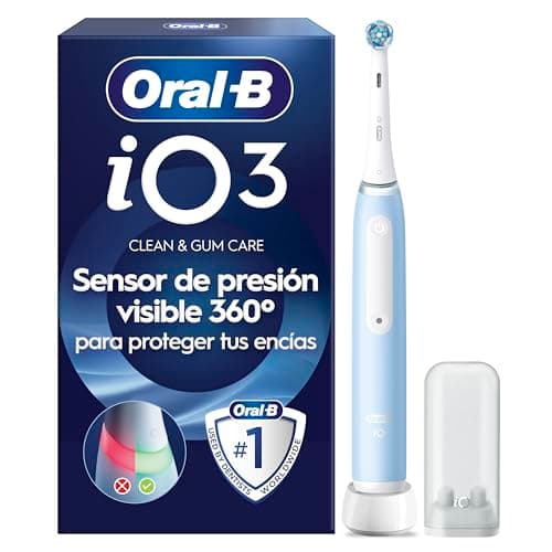 Oral-B iO 3N Cepillo de Dientes Eléctrico Azul con Mango Recargable, 1 Cabezal, 3 Modos De Cepillado Con Modo Blaqueante, Diseñado por Braun, Regalos Originales para Mujer y Hombre