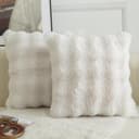 Mandioo 2er Set Luxus Dekorativ dicken Woll Kissenbezug Super Soft Wave Blase Plüschwolle werfen Kissenbezüge Zierkissenbezüge Sofakissen Schlafzimmer Kissenhülle für Sofa 40x40cm Cremeweiß - 1