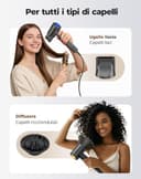 Haokoo Asciugacapelli Ionico Alta Velocità 150.000 RPM - Phon Capelli Professionale Leggero 365g, Asciugatura Rapida con Termo-controllo, 8 Temperature con Diffusore, Casa e Viaggio - 7