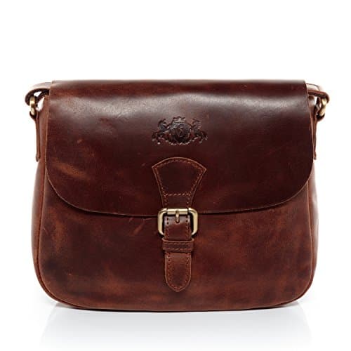 SID & VAIN® borsa a spalla vera pelle vintage YALE tracolla donna marrone prodotto artigianale