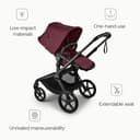 Bugaboo Fox 5 Renew All-Terrain Stroller, 2-in-1 Baby Pushchair, Full Suspension, Easy Fold, Extendable Toddler Seat, One-Handed Manoeuvrability, Black Chassis and Dark Cherry Canopy - 5