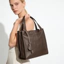 Gave Lux Borsa a Spalla in Vera Pelle Dollaro Donna Marrone Scuro Made in Italy Design Artigianale - 8