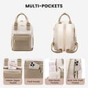 LOVEVOOK Rucksack Damen Klein, Wasserdicht Cityrucksack Handtasche 2 in 1 mit USB Ladeanschluss, Mini Tasche Daypack Backpack Women Elegant für Freizeit Schule Reisen Arbeit, Khaki Beige - 3