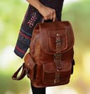 Jaald Zaino vera pelle da 40 cm per zaino da lavoro, scuola, viaggi, escursionismo, attività all'aria aperta, borsa per laptop per donne e uomini - 4