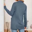 TOFOTL Lana Blazer Invernali Donna， Maglione Aperto Classico in Pile a Bouclé, Maglioncini in Cotta con Cappuccio, Autunnale Giacca Autunno Cotta con Tasche Maglia 01-Blu S - 6