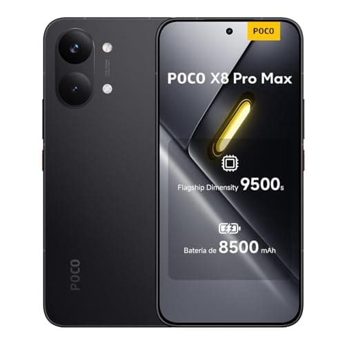 XIAOMI POCO X8 Pro MAX - Smartphone de 12+256GB, Dimensity 9500s, batería de 8500 mAh, Sensor Light Fusion 600 de 50MP con OIS, 1 año de garantía Extra, Cargador no Incluido, Negro (Versión ES)