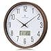 Lafocuse Reloj de Pared Calendario con Fecha y Termometro LCD, Silencioso Reloj Marrón Vintage, Fácil de Leer sin Tictac para Cocina Oficina Dormitorio Salon 30cm - 1