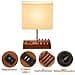 Dreamholder Table Lamp with 3 USB A+C Ports, 3 Phone Stands, Modern USB Bedside Lamp for Bedroom, Living Room, Office, Bedside Lamp with Walnut Wood Base & Fabric Shade - 3