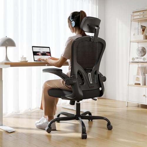 Synorla Schreibtischstuhl Bürostuhl Ergonomisch mit 150 KG Tragkraft, Ergonomischer Bürostuhl mit Stundenlangen Komfort, 360° Drehbareoffice Chair mit Verstellbarer Lendenwirbelstütze, Schwarz