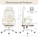 UEV Silla de Oficina Ergonómica Lumbar con Ajuste de 90°-135°, Silla de Oficina con Cómodo Soporte Corporal, Sillas Ergonómicas Estables y Funcionales, 64x64x(112-120) cm, Beige - 3