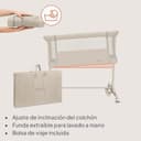 lionelo Pari Cuna 3 en 1 hasta 9 kg, Cuna de colecho, Cama Mecedora, Ajuste de Altura e inclinación del colchón, 4 Ruedas con Freno, Colchón Ergonómico, Malla Transpirable, Bolsa, Minicuna - 8