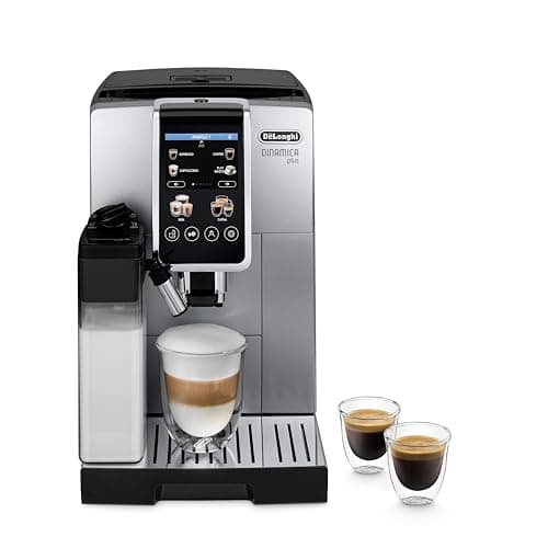 De'Longhi Dinamica Plus ECAM380.85.SB, Automatic Coffee Bean Machine, Fully Automatic Coffee Machine with LatteCrema Hot, Bean-to-Cup Coffee Machine with 24 Recipes, TFT 3.5 Inches, Silver/Black