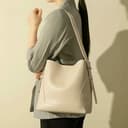 Fryloo Borse Borsa Tote A Secchiello in Morbida Pelle alla Moda da Donna Tracolla Multifunzionale di Fascia Alta Grande capacità-Marrone Chiaro - 2