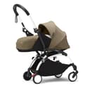 Stokke YOYO3 Stroller with Newborn Pack (Toffee) - Includes Frame (White), Mattress, Five-Point Harness, Extendable Canopy, Padded Shoulder Strap & Protective Storage Bag - 1