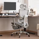 LarkLeaves Silla de Oficina Ergonómica con Reposapiés y Almohadilla Cervical - Respaldo Ajustable 5 Niveles, Soporte Lumbar 2D, Ruedas de Goma Silenciosas, Malla Transpirable para Oficina, Gris - 2