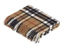 Moon Wool Plaid Throw Blanket, Merino Labmswool, Camel Thompson Tartan, Made in UK - 1