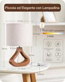 EDISHINE Lampada da Comodino con Paralume in Lino e Base in Legno Massiccio Color Rovere Medio, Lampadina LED E27 4W Inclusa, 2700K, H34 cm, Ø21 cm, Lampada da Tavolo Moderna per Soggiorno, Camera - 4