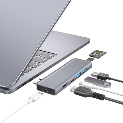ZanBix USB C Hub, 7-in-2 USB Adaptador para MacBook Pro Air Thunderbolt 4 Dock HDMI 4K, 100W PD, 40Gbps, USB-C 3.0, 2 USB-A 3.0, Lector Tarjetas SD/TF, Compatible con MacBook M1/M2/M3/M4