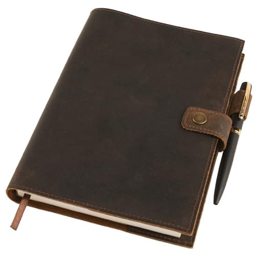 moonster Cuaderno de Notas Reutilizable de Cuero – Diario Personal con Bolígrafo, Diario de Viaje Forrado de Piel – Agenda de Piel con Cuaderno A5 de Rayas para Hombres y Mujeres