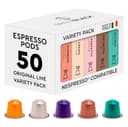 BrewBlack Variety Pack - 50 Aluminium Coffee Pods Compatible with Nespresso Original line - Medium & Dark Roast Coffee Capsules Made in Italy - 1