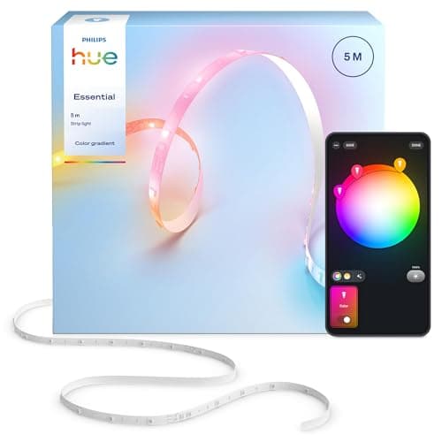 Hue Essential 5 Meter LED Lightstrip, RGBIC, Kräftige Farben und Ambiente, Flex. Innenbeleuchtung, Einfache Installation, App- und Sprachsteuerung, Für Alexa, Google Assistant und Apple Home