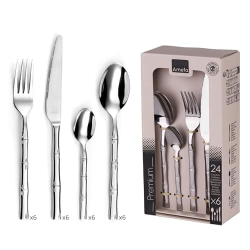 Amefa Karma Cutlery Set, Stainless Steel, Stainless Steel, 13,7 x 7 x 26 cm - 24 piezas
