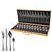 48-Piece Stainless Steel Silverware Set for 12 People in Wooden Box - Cutlery Set with Steak Knives, Forks, and Spoons for Home and Hotel Use - 1
