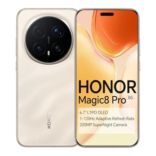 HONOR Magic8 Pro 5G Mobile Phone, Snapdragon 8 Elite Gen 5, 6270mAh Battery, 6.71" Screen, 200MP Telephoto Camera, 120Hz Refresh Rate, IP68,IP69& IP69K Water Resistance (Sunrise Gold, 512, GB, GB, 12)