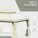 Outsunny Gazebo da Giardino 3x4 m con Tende Rimovibili, Zanzariera e 8 Fori di Drenaggio, Gazebo da Esterno in Alluminio e Poliestere con Tetto Doppio, per Giardino, Balcone, Feste, Campeggio, Crema - 3