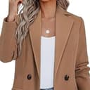 Gabardina corta para mujer, abrigo de invierno de mezcla lana color camel, abrigo medio largo, chaqueta con solapa cruzada y muesca, ropa - 6