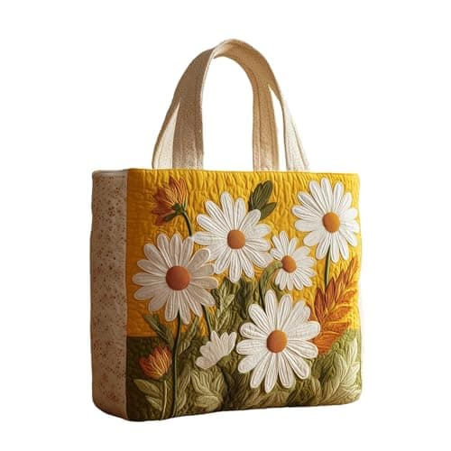 Generisch shopper tasche damen Unisex Geräumig Lässig Stofftasche mit Stickerei gesteppt gepolstertem Griff Patchwork,Süße personalisierte wiederverwendbare Taschen AC01 One Size