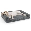 BEDSURE orthopädisches Hundebett Grosse Hunde - 114x81x17.5cm wasserdichtes Hundesofa mit Memory-Schaum & Eierkarton-Schaum, waschbarer und Abnehmbarer Cordbezug Hundecouch, grau - 1