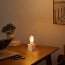 OuXean Kleine Tischlampe Nachttischlampe mit quadratischem Holzsockel Nachttischlampe, E27 60W Perfekt für Schlafzimmer, Wohnzimmer oder Büro (ohne Leuchtmittel) - 4