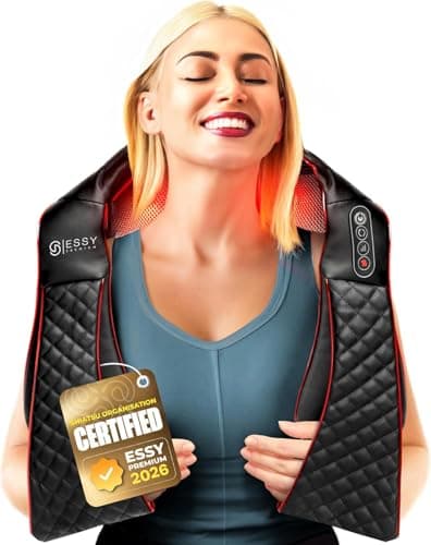 Essy Massaggiatore Cervicale Collo e Spalle Massaggiatore Schiena e Collo Massaggio Cervicale Riscaldante Massaggiatore Shiatsu con Riscaldamento Elettrico