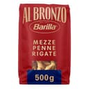 Barilla Pasta Al Bronzo Mezze Penne Rigate 100% Grano Italiano, Pasta Trafilata Al Bronzo con Lavorazione al Bronzo Grezzo, Formato Spesso e Corposo, Alta Tenuta di Sugo e Cottura, 500 g - 1