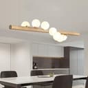 Azanaz Lampada a sospensione Legno Lampada da tavolo da pranzo Vintage,La trave di legno è lunga 120 cm, con 7 sfere di vetro - regolabile in altezza,Lampadario per Della Bar Sala da Pranzo - 2