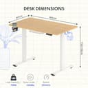 FLEXISPOT QE Pro - Scrivania sollevabile elettrica, 140 x 60 cm, tavolo sollevabile con 2 ganci, portabicchieri e organizer per cavi, 4 funzioni di memoria, standing desk per ufficio e casa e - 2