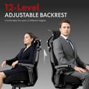 FLEXISPOT ErgoX Pro Ergonomischer Bürostuhl mit ausziehbarer Fußstütze, 12-stufiger Höhenverstellung, 7D-Armlehnen, 5D-Lendenstütze, 4D-Kopfstütze, 250 kg Belastbarkeit Netzsitz (Schwarz) - 5