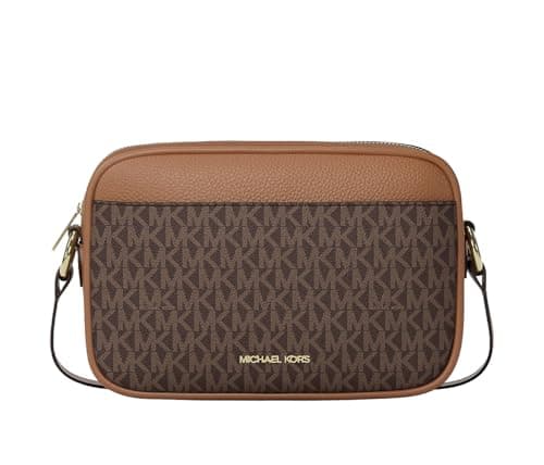 Michael Kors Jet Set Travel Large Signature Logo Camera Crossbody Bag Brown