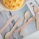 150 Stück Holzbesteck Set – 50 Gabeln, 50 Messer, 50 Löffel – Nachhaltiges Besteckset, umweltfreundliches Besteck Set als Alternative zu Einweggeschirr, ideal als Camping Besteck & Reisebesteck - 5