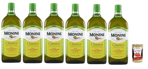 Monini Classico Olivenöl Extra Vergine 6 × 1 L – erste Kaltpressung, ausgewogener Geschmack, ideal roh & zum Kochen, italienische Qualität – + Italian Gourmet polpa