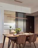 LED Wood Pendant Lamp Dining Table Pendant Lamp, Dimmable Modern Pendant Lamp Wood With Remote Control, Modern Straight Design Living Room Lamp Hanging For Kitchen Office Dining Room (brown, 130 cm) - 3