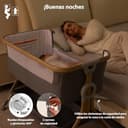 Larex Cuna Colecho para Bebé Bassinet para recién Nacido y bebé con mosquitera, Bolsa y Cesta de Almacenamiento, 5 Alturas Ajustables,4 Ruedas con Freno, colchón Transpirable y Paredes (Gris Oscuro) - 6