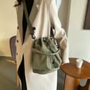 Fryloo Borse Borsa da Donna con Coulisse di Grande capacità, A Secchiello Tracolla, Tote per Uso Quotidiano, Lavoro, Viaggi E Abbigliamento Casual-Verde - 3